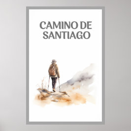 Mulher caminhando no Poster do Camino de Santiago