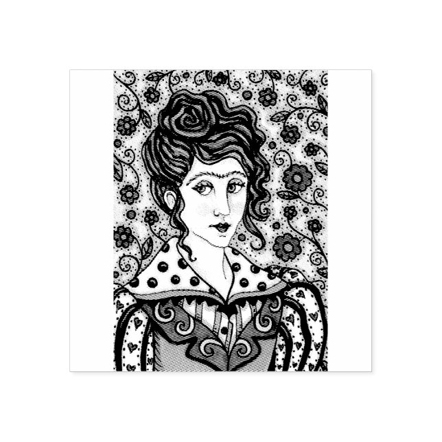 MULHER, CARIMBO DE BORRACHA DE RETRATO GÊTICO (Impressão)