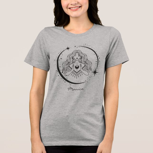 Mulher celestial, lua estrelas, boho, astronomia e (Frente)