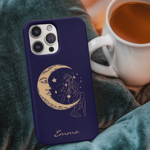 Mulher celestial lua & estrelas, boho, elegante do
