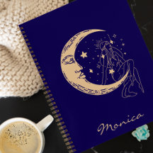 Mulher celestial lua & estrelas, boho, elegante do