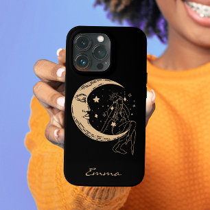 Mulher celestial lua & estrelas, boho, elegante do