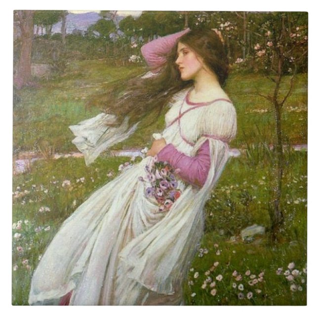 Mulher coletando flores no vento (Frente)