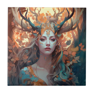 Mulher com Antlers Fantasy Art