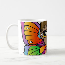 mulher com asas de borboleta 1 caneca de café
