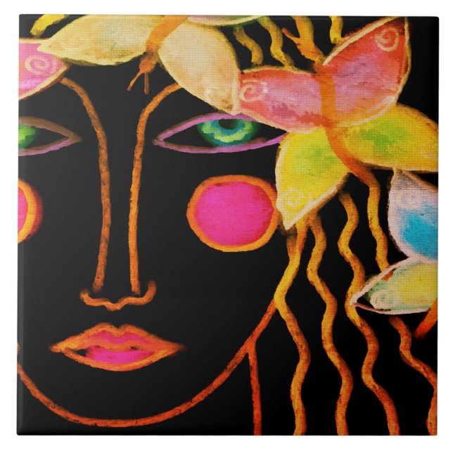 Mulher com Borboletas Abstrato Art (Frente)