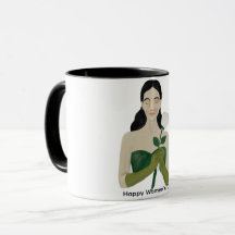 Mulher com Caneca de Rosa Branca – Estética Verde