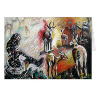 Mulher com cartão dos cervos