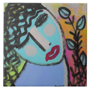 Mulher com Flores Abstrato Retrato