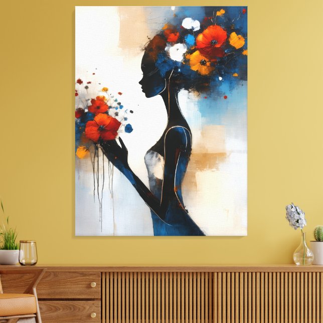 Mulher com Flores Impressão em Tela (Insitu(Sala de estar))