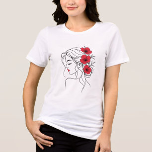 Mulher com Flores Vermelhas Linha Artística Femi
