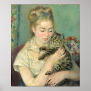 Mulher com gato - Auguste Renoir Fine Art Poster