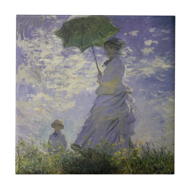 Mulher com Guarda-Sol de Claude Monet, Arte Antigo (Frente)
