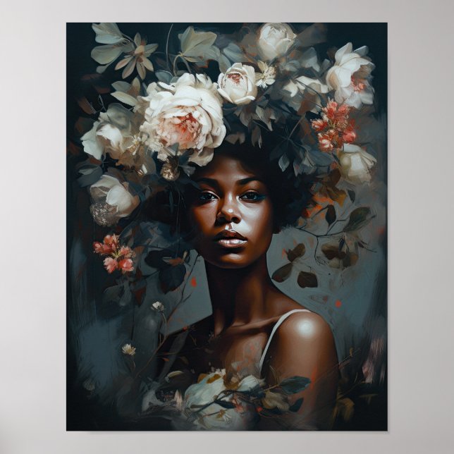 Mulher com Impressão de Arte de Cabeça Flor (Frente)