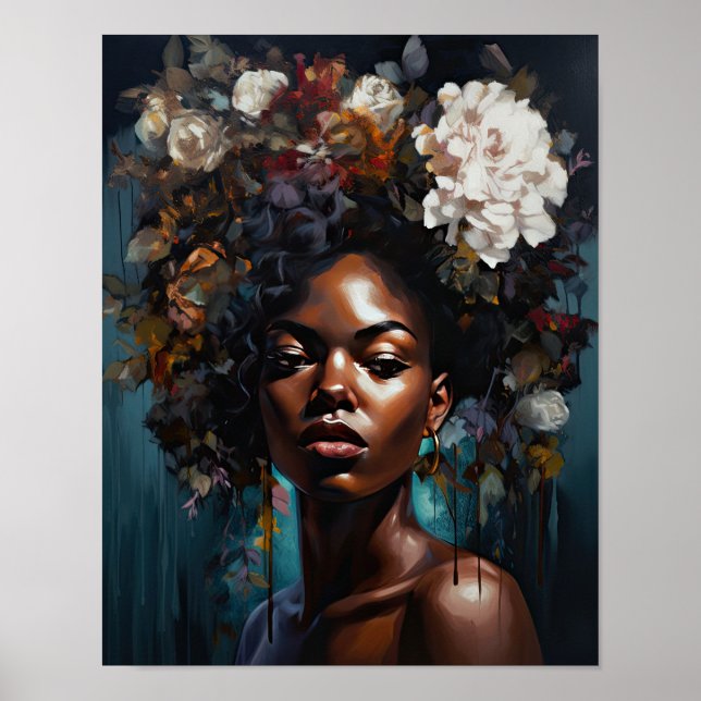 Mulher com Impressão de Arte de Cabeça Flor (Frente)