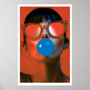 Mulher com Impressão de Arte Pop de Bolhas