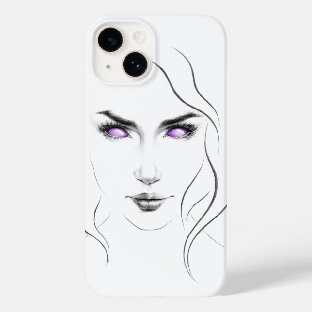 Mulher com Olhos Roxos Estranhos Arte de Linha Min (Verso)