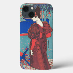 Mulher Com Peacocks Art Nouveau Vintage Fine Art