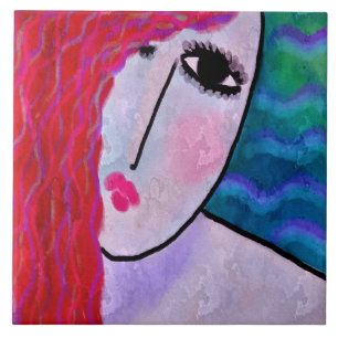 Mulher com pintura digital Abstrato Hair 2