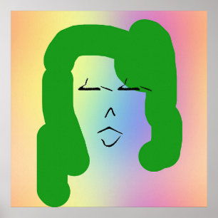 Mulher com Poster de cabelo verde