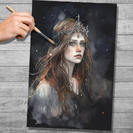 Mulher com Tiara Watercolor 1 - Papel Decoupage