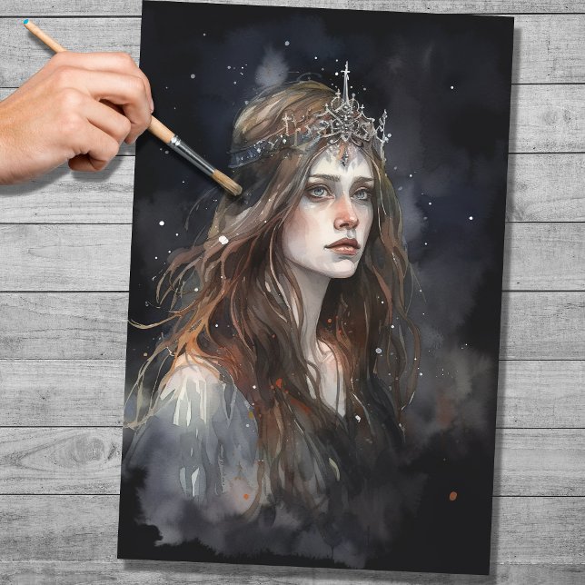 Mulher com Tiara Watercolor 1 - Papel Decoupage (Criador carregado)