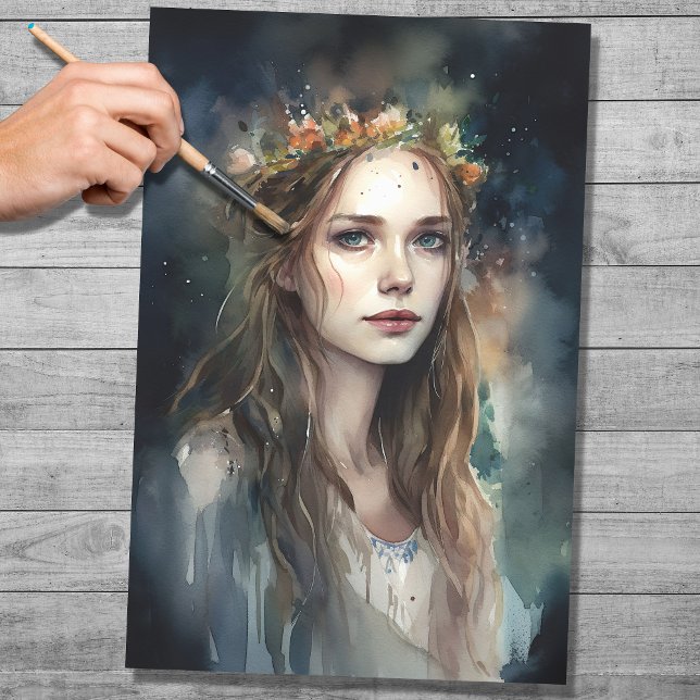 Mulher com Tiara Watercolor 3 - Papel Decoupage (Criador carregado)