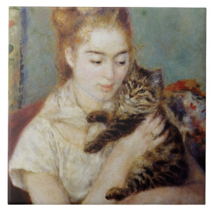 Mulher com um gato por Pierre-Auguste Renoir