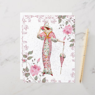 Mulher da Vintage de 1900 enquadrada com Rosas