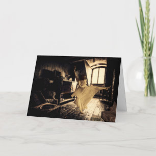 Mulher dançante em cartão de Dia das Bruxas