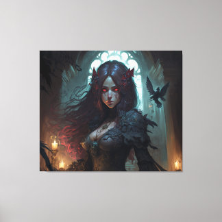 Mulher Dark Fantasy Anime Canvas Wall Art