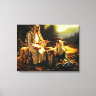 Mulher das canvas Jesus e do samaritano