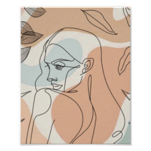 Mulher de Arte de Linha e Deixa Foto Alargada