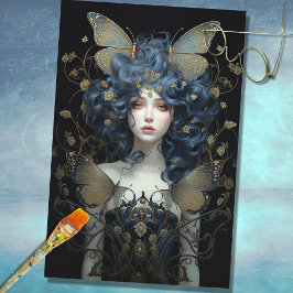 Mulher de Arte Nouveau com Papel de Decoupage de M