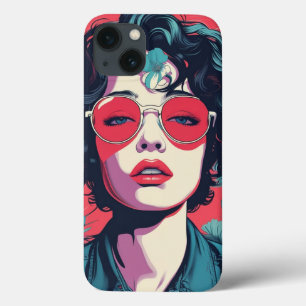 Mulher de Arte Pop com Óculos de Sol Vermelhos, nú