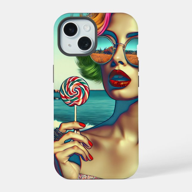 Mulher de Arte Pop Retro com Pirulito (Verso)