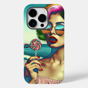 Mulher de Arte Pop Retro com Pirulito