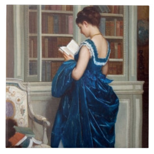 Mulher de Azul lendo um Livro