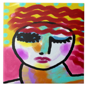 Mulher de Cabelos Vermelhos Winking Abstrato Art O