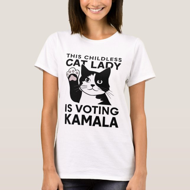 Mulher de gatos infantis está votando camiseta kam (Frente)