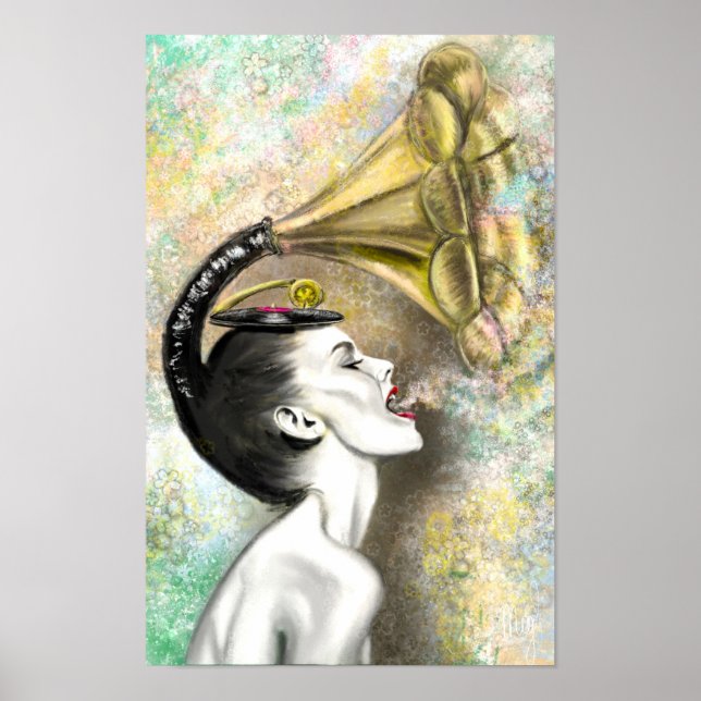 Mulher de Gramofone Poster (Frente)