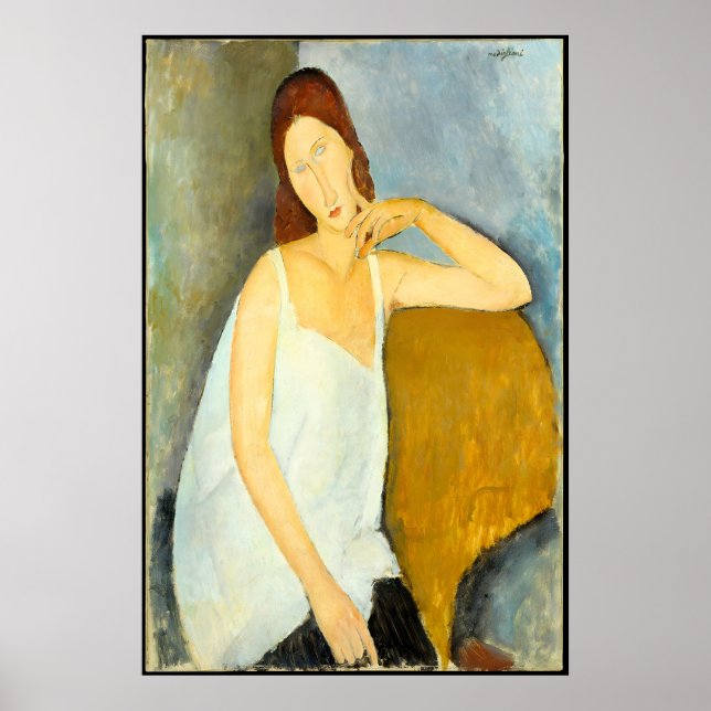 Mulher de Modigliani com Cabelo Vermelho Impressão (Frente)