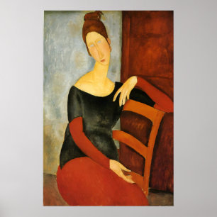 Mulher de Modigliani em Cadeira Vermelha Impressão