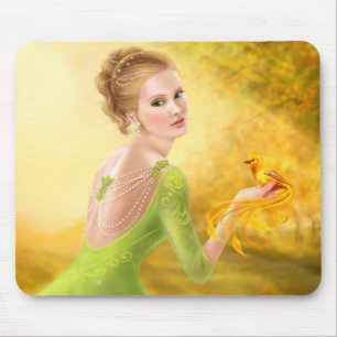 Mulher de Mousepad e ouro românticos bonitos da