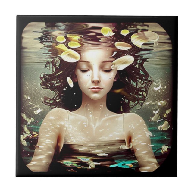 Mulher debaixo d'água, | Arte de IA (Frente)