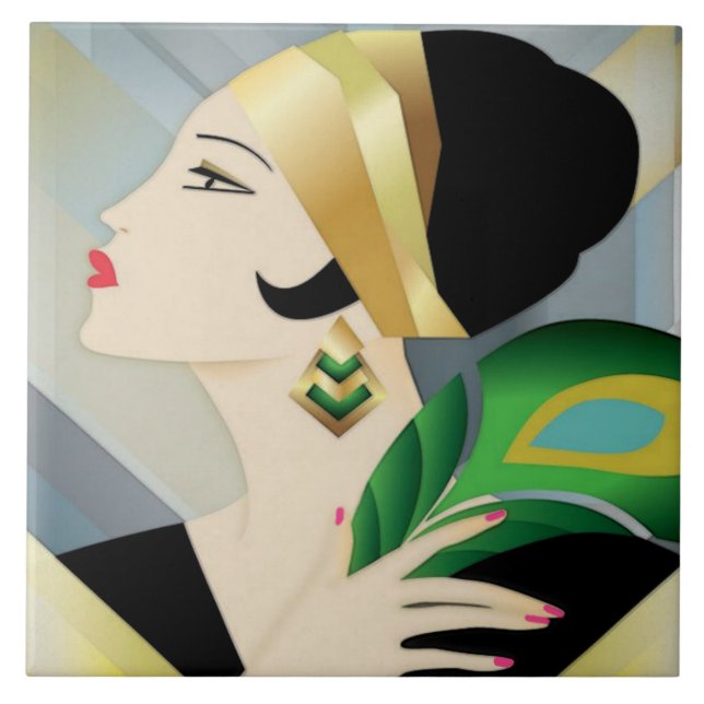Mulher do Art Deco com Pavock Feather (Frente)