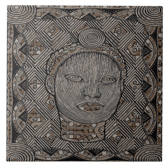 Mulher do azulejo cerâmico da foto do tribo (Frente)