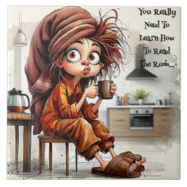 Mulher Do Café Quirky Lê O Azulejo Cerâmico Da Sal