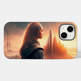 Mulher do Futuro Fora de uma Cidade