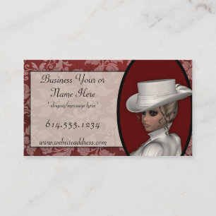 Mulher do Victorian nos cartões de visitas brancos